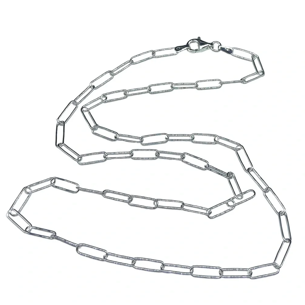 18” Sterling Silver Paperclip Chain Link Necklace Solid 925 Italy Paper Clip - Picture 8 of 9